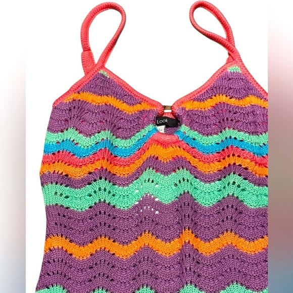 FOREVER 21  New Look Crochet multicolored bodysuit Size Small - Picture 3 of 5